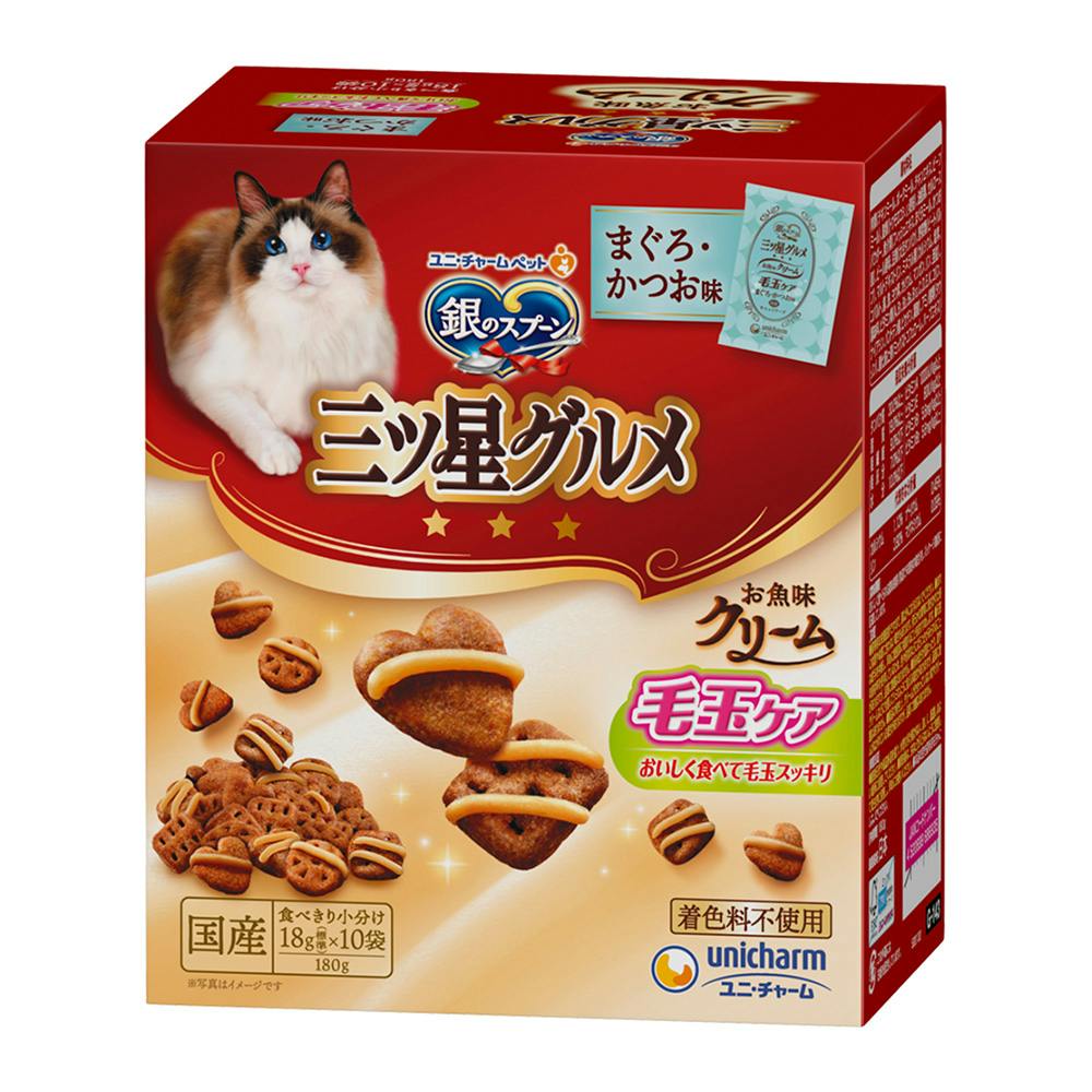 ユニ・チャーム 銀のスプーン 三ツ星グルメ お魚味クリーム 毛玉ケア 18g×10袋 猫用ウェットフード(パウチ) ユニ・チャーム 銀のスプーン 三ツ星グルメ お魚味クリーム 毛玉ケア 18g×10袋 猫用ウェットフード(パウチ)