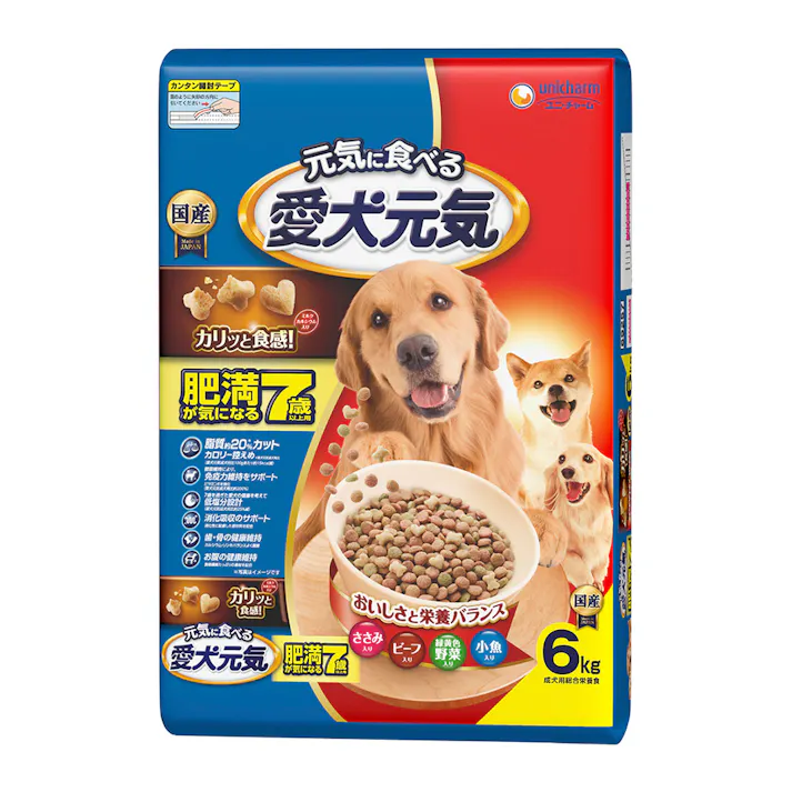 愛犬元気 肥満が気になる7歳以上用 ささみ・ビーフ・野菜・小魚入り 6kg