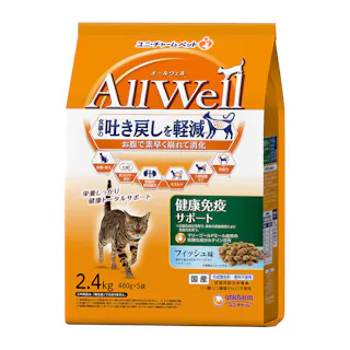 AllWell 食事の吐き戻しを軽減 早食いが気になる猫用 健康免疫サポート フィッシュ味 2.4kg
