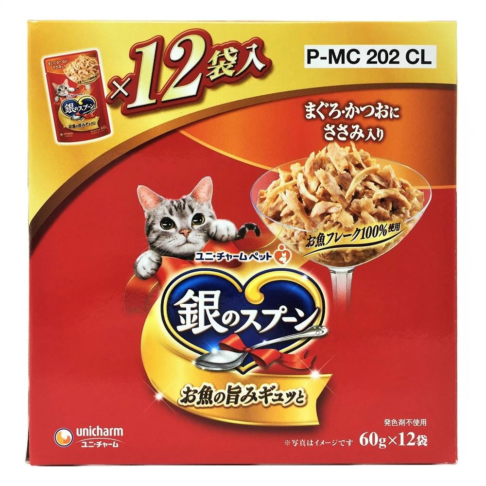 銀のスプーン まぐろ・かつおにささみ入り 60g×24 猫用パウチ まとめ