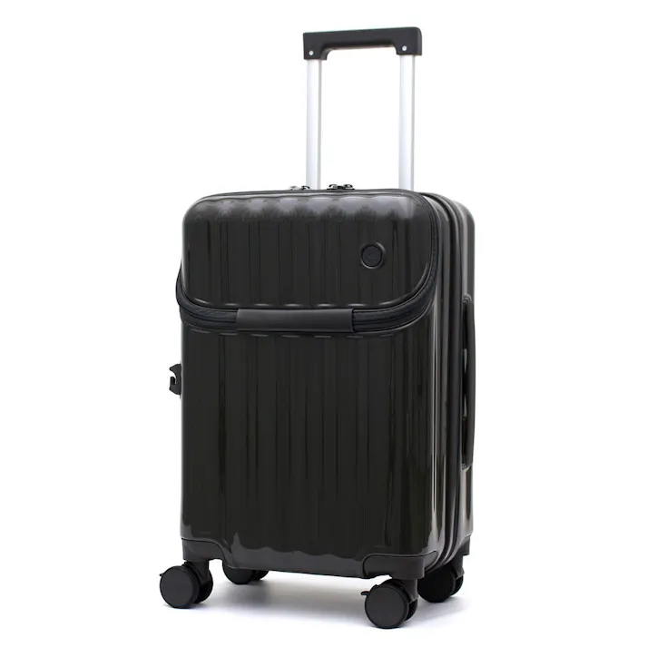 上パカ スーツケース ジッパータイプ カップホルダー付き Sサイズ 35L HPL2302-S グレー