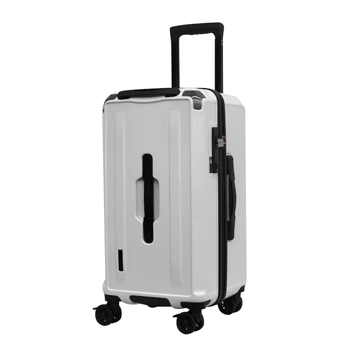スーツケース ボックスジッパー HPL2307-M 72L ホワイト キャリーバッグ キャリーケース