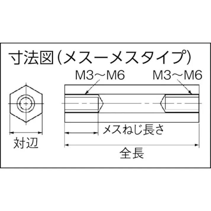 【CAINZ-DASH】テイシン電機 絶縁POMスペーサー SJA-M3 メス-メス 100個 ネジ径M3 全長10 SJA-310【別送品】