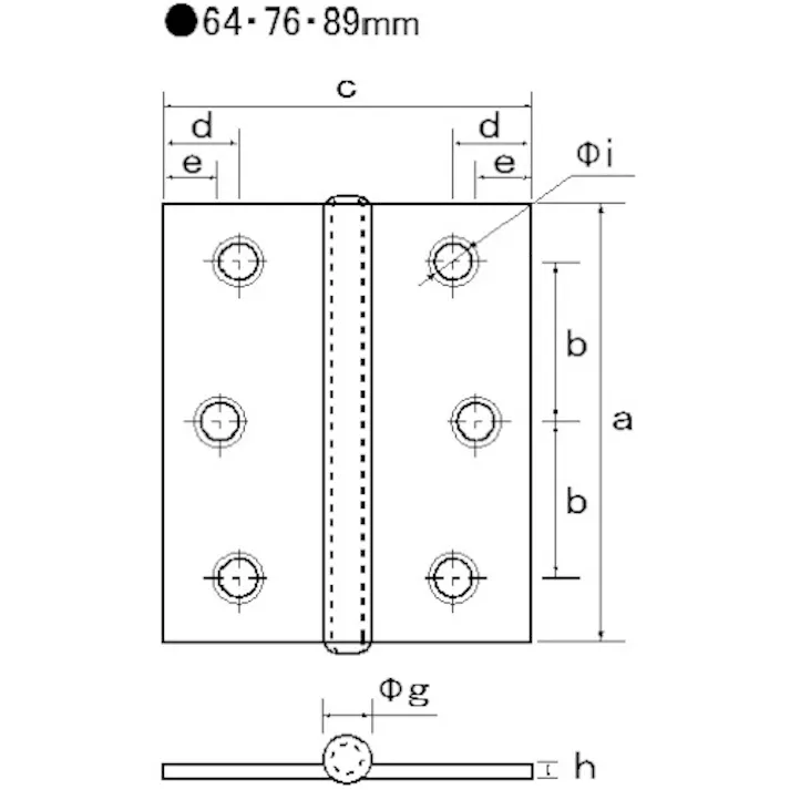 【CAINZ-DASH】フジテック・ジャパン ステンレス丁番(SUS304) 1枚・厚口64mm B-11134【別送品】