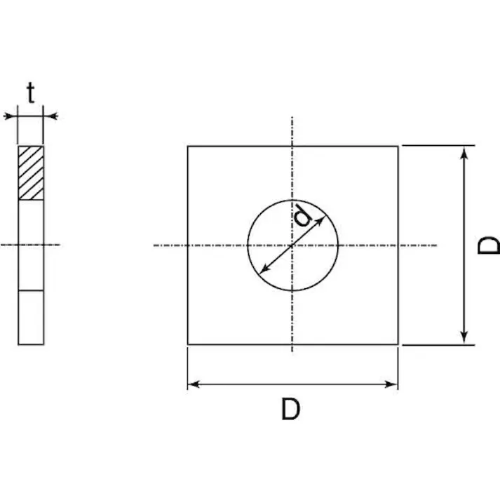 【CAINZ-DASH】ドブ 角座金(大形角 (1/2) M12X40X3.2 (100個入)【別送品】