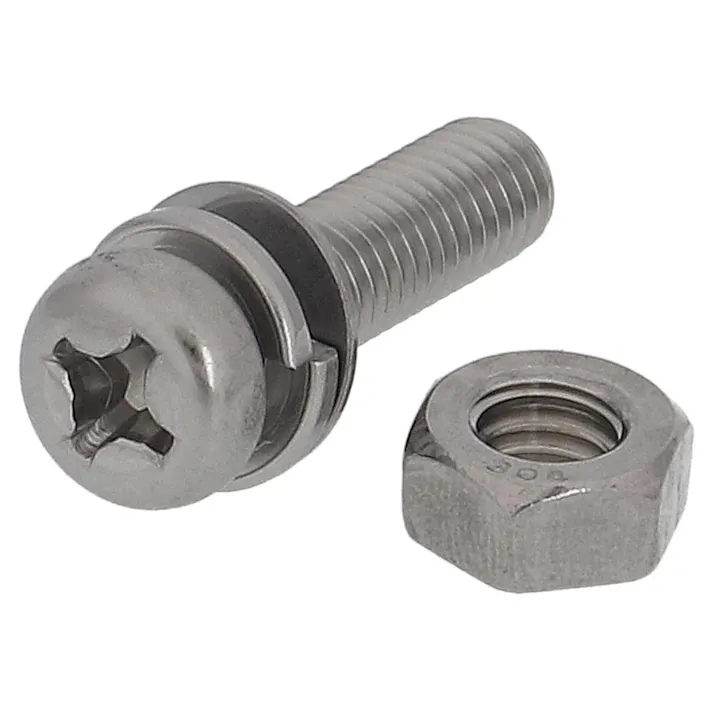 座金組込ねじ ステンレス P=4 533-992 6×25mm 3本入