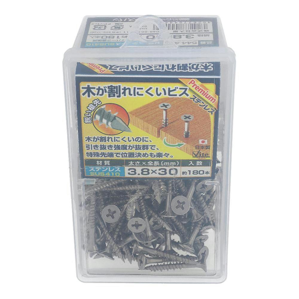 木が割れにくいビス ステンレス 544-422 3.8×30mm 180入 コーススレッド 木が割れにくいビス ステンレス 544-422 3.8×30mm 180入 コーススレッド