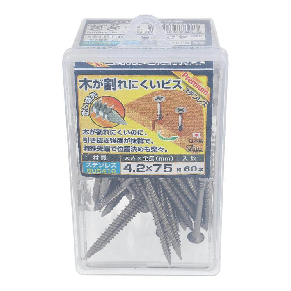 木が割れにくいビス ステンレス 544-428 4.2×75mm 60入 コーススレッド 木が割れにくいビス ステンレス 544-428 4.2×75mm 60入 コーススレッド