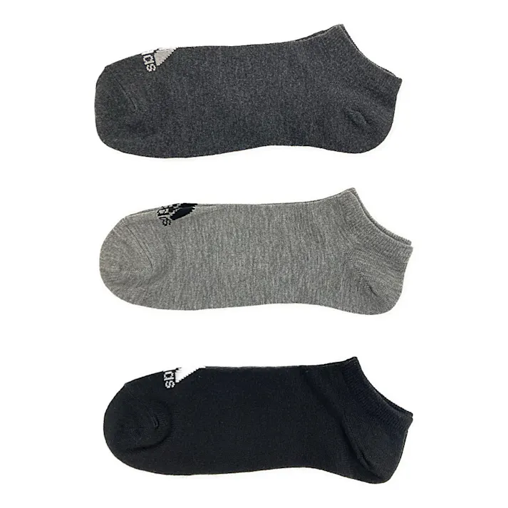 紳士靴下 アディダス 3足組 ロゴ スニーカー丈 28-30cm モノトーン