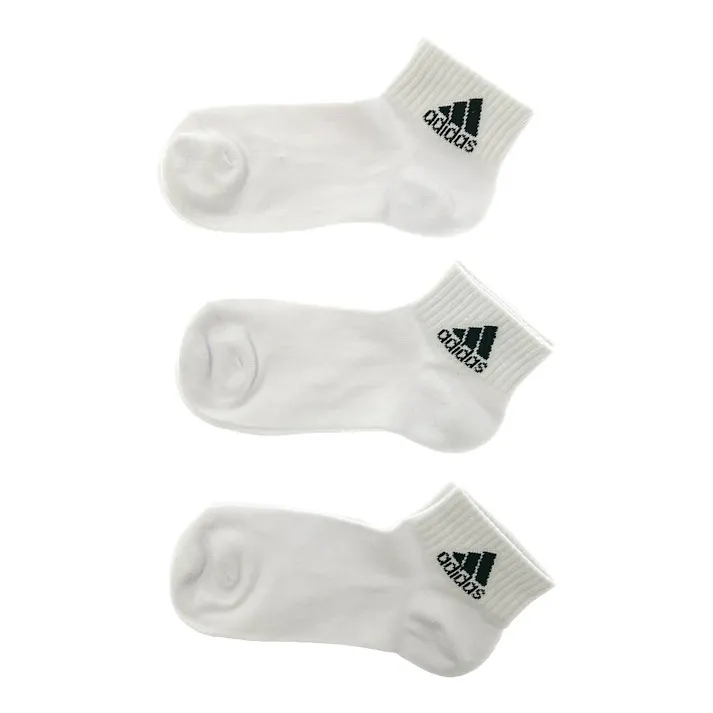 婦人靴下 アディダス 3足組 ロゴ ショート丈 23-25cm シロ