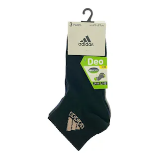 婦人靴下 アディダス 3足組 ロゴ ショート丈 23-25cm モノトー