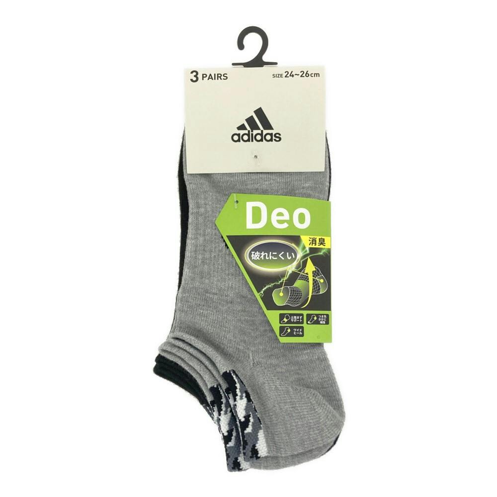 紳士靴下 アディダス 3足組 スニーカー丈 24-26cm モノトーン