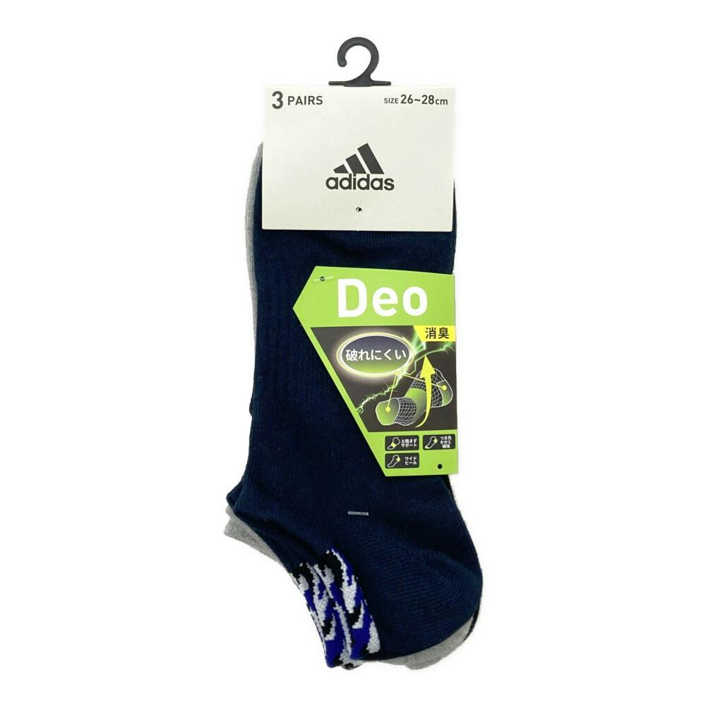 紳士靴下 アディダス 3足組 スニーカー丈 26-28cm モノトーン