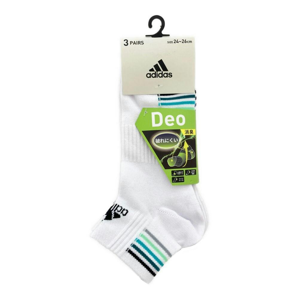 紳士靴下 アディダス 3足組 ショート丈 24-26cm シロ