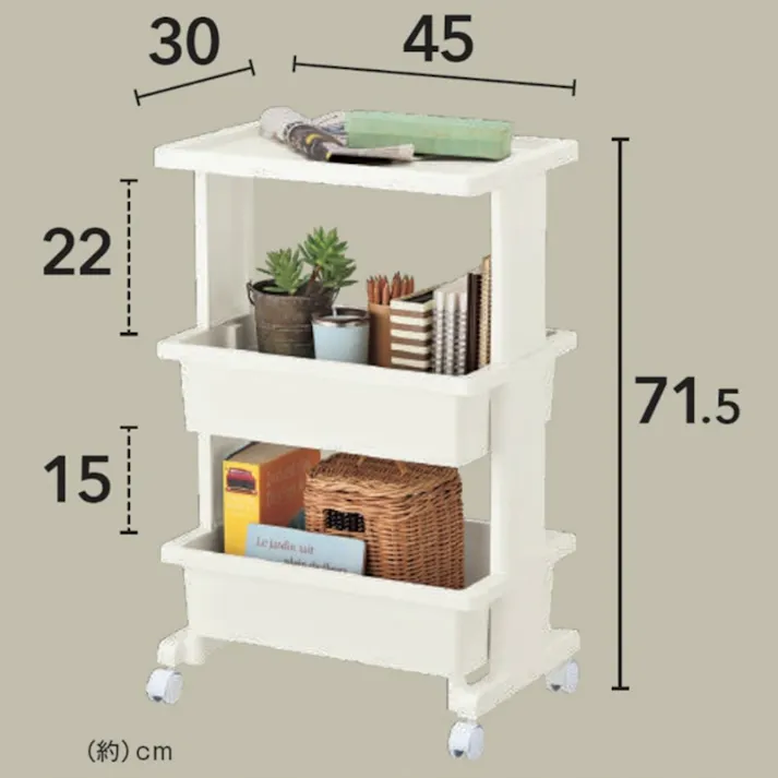 リセ テーブルワゴン3段 ブルー