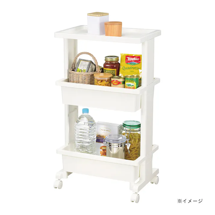 リセスタイル テーブルワゴン 3段 プラス ホワイト