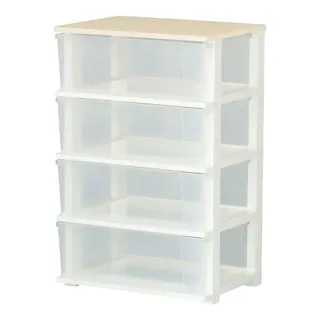 ピット木製天板ワイドチェスト 4段