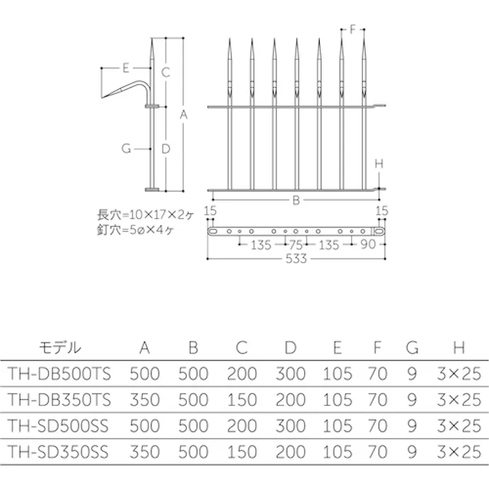 【CAINZ-DASH】MARUKI HARDWARECORPORATION 鉄 忍び返し 500mm TH-DB500TS TADB500TSO【別送品】