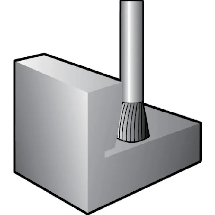 【CAINZ-DASH】ニューレジストン 超硬バー 逆円錐dカット 刃径12×刃長13×軸径8×軸長45 ロー付 TCBT8500D-8【別送品】