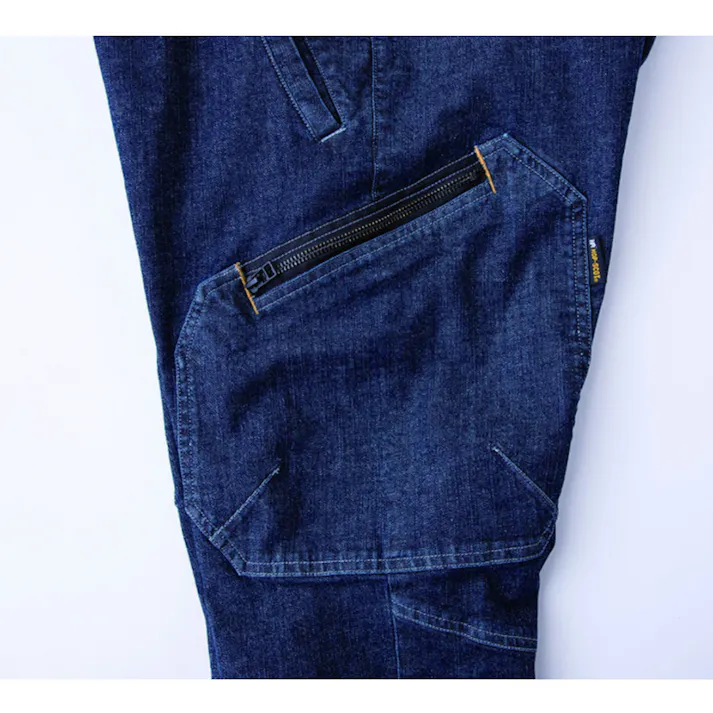 デニムストレッチカーゴパンツ インディゴブルー S