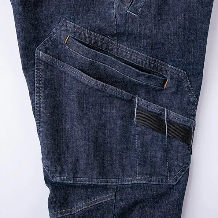 デニムストレッチカーゴパンツ インディゴブルー 3L