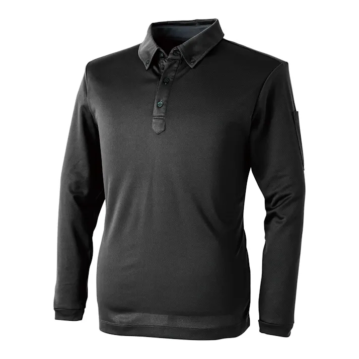 パフォーマンス長袖ポロシャツ クロ S