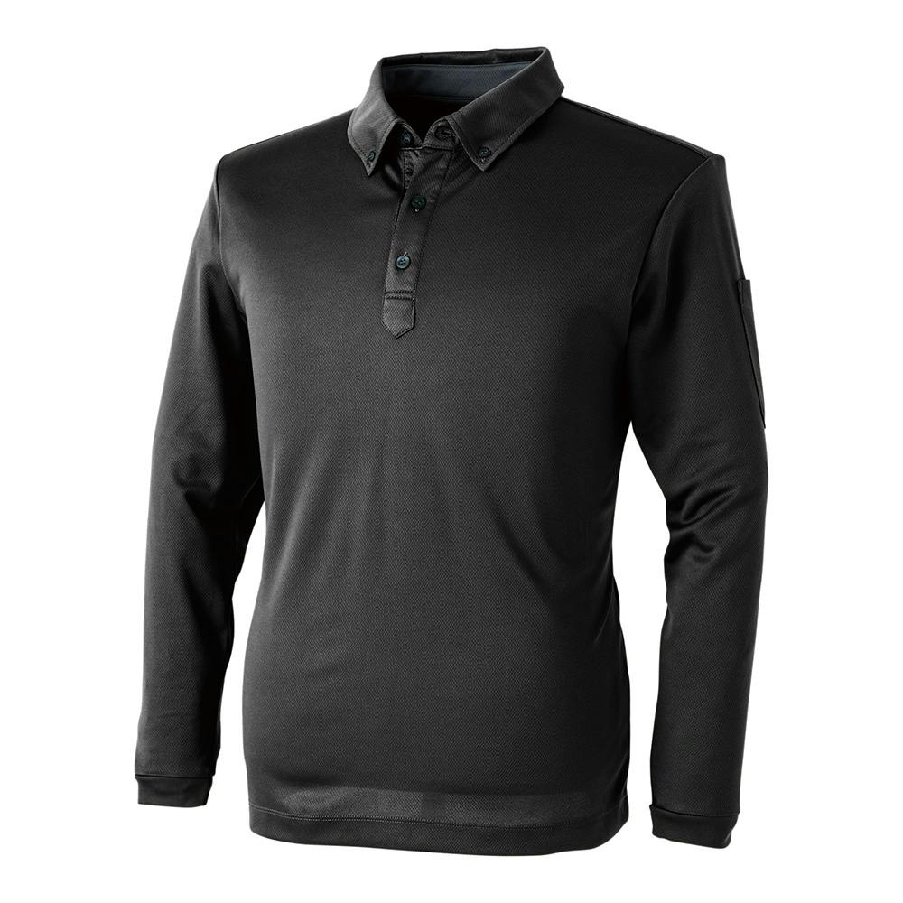 パフォーマンス長袖ポロシャツ クロ M