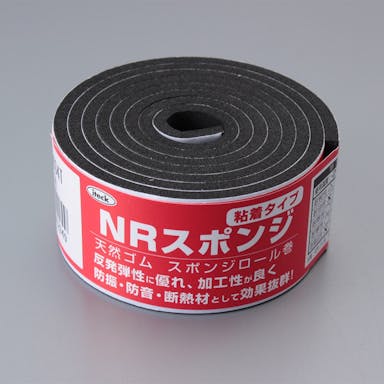 光 アイテック スポンジロール巻 黒 KSNR-10034T 300mm×1M テープ付