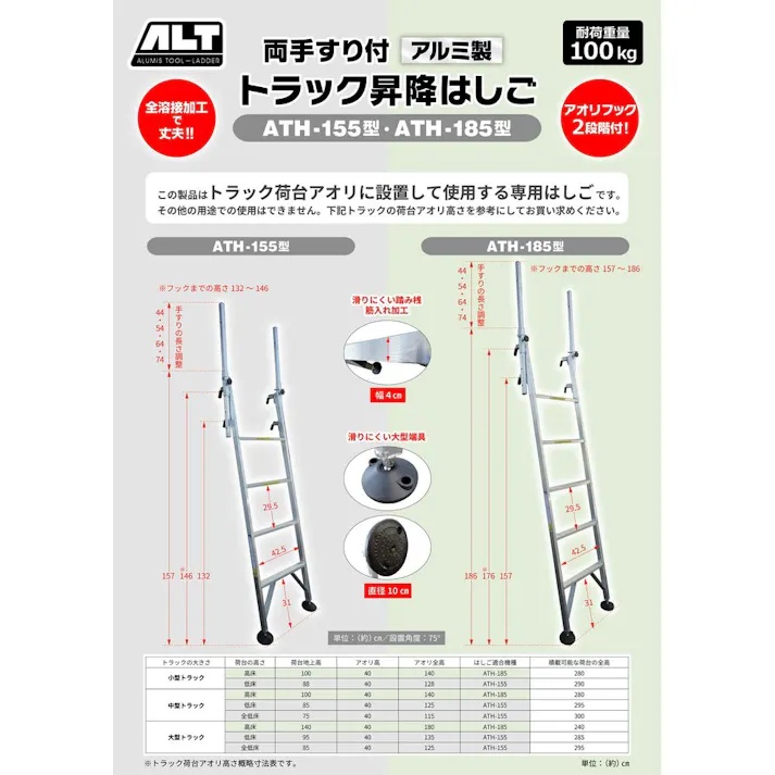 両手すり付きトラック昇降はしご 5段【SU】