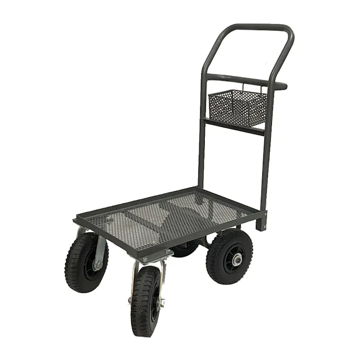 前輪自在コンテナカー エアータイヤ荷台網付き