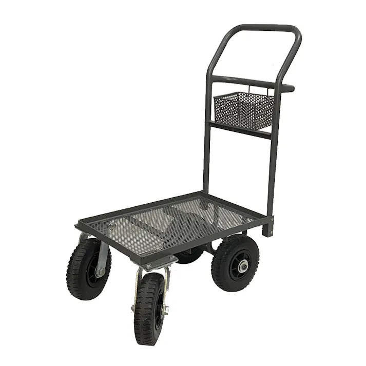 前輪自在コンテナカー エアータイヤ荷台網付き