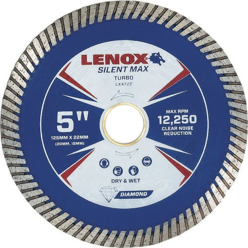 LENOX社 サイレントマックス ターボ125 静音ダイヤモンドホイール LX4722 ダイヤモンドカッター(乾湿兼用) LENOX社 サイレントマックス ターボ125 静音ダイヤモンドホイール LX4722 ダイヤモンドカッター(乾湿兼用)