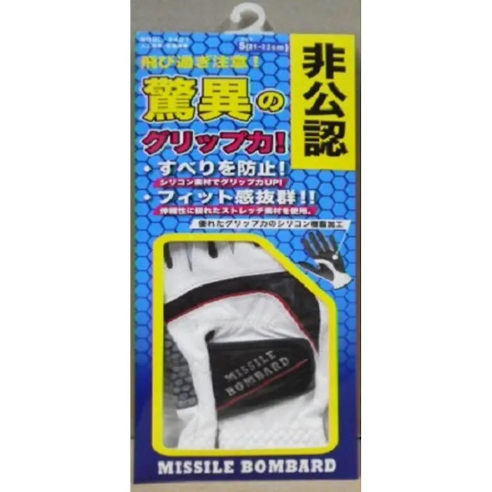 ミサイルボンバー 非公認ゴルフグローブ 左手用 ホワイト MBGL-3401 L