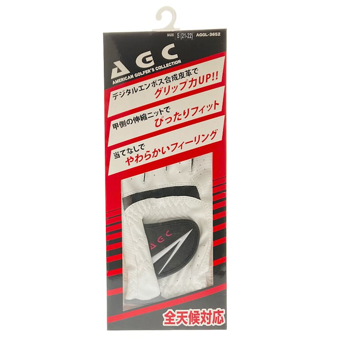 レザックス AGC 合皮ゴルフグローブ メンズ 左手用 Sサイズ ホワイト AGGL-3652