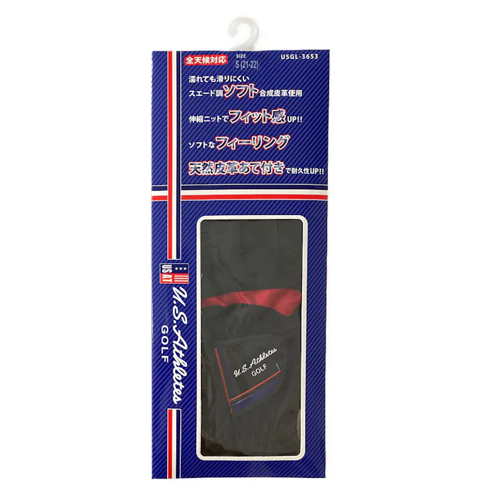 U.S.Athletes 合皮ゴルフグローブ メンズ 左手用 ブラック USGL-3653 S