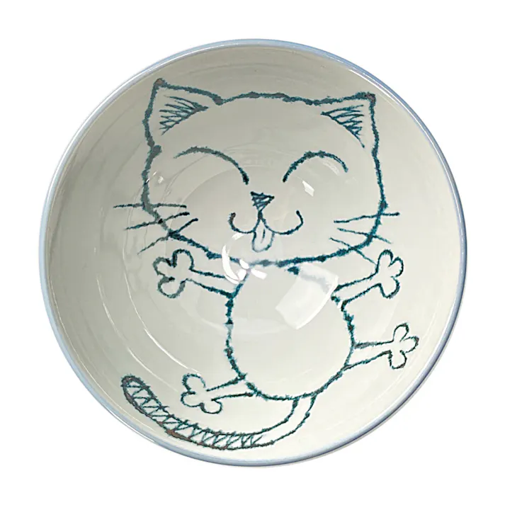 茶わん 中平 カヤメネコ ブルー