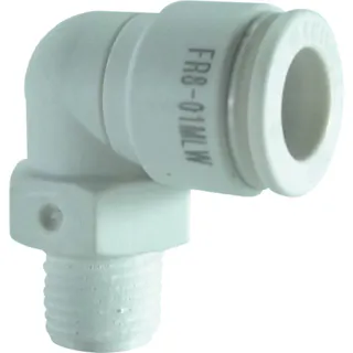 【CAINZ-DASH】千代田通商 チューブ継手 ファイブ樹脂メイルエルボ W(白) 8mm・R1/8 FR8-01MLW【別送品】