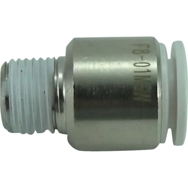 【CAINZ-DASH】千代田通商 チューブ継手 ファイブ六角穴付メイルコネクター W(白) 8mm・R1/8 F8-01MSW【別送品】