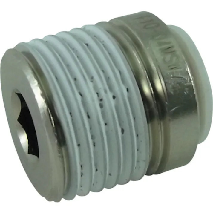 【CAINZ-DASH】千代田通商 チューブ継手 ファイブ六角穴付メイルコネクター W(白) 10mm・R1/2 F10-04MSW【別送品】