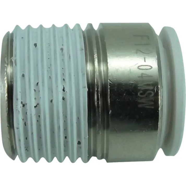 【CAINZ-DASH】千代田通商 チューブ継手 ファイブ六角穴付メイルコネクター W(白) 12mm・R1/2 F12-04MSW【別送品】