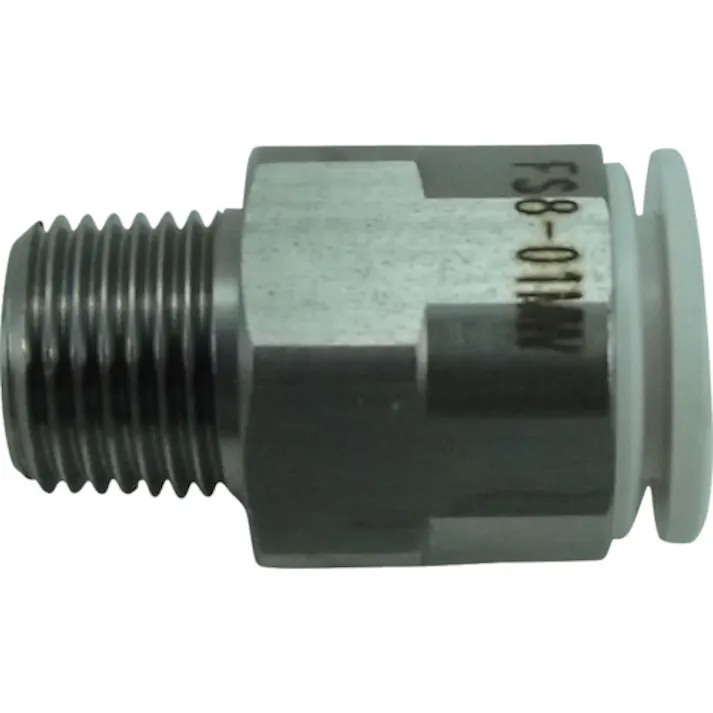 【CAINZ-DASH】千代田通商 ファイブSUSメイルコネクタ 白 8mm・R1/8 FS8-01MW【別送品】
