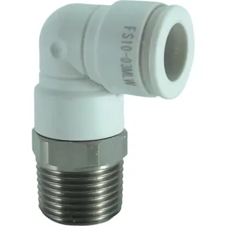 【CAINZ-DASH】千代田通商 ファイブSUSメイルエルボ 白 10mm・R3/8 FS10-03MLW【別送品】