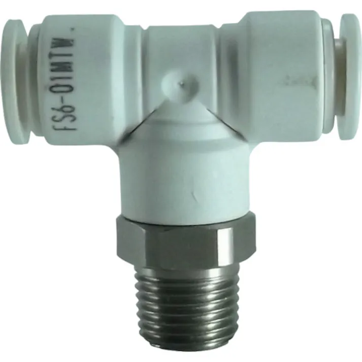 【CAINZ-DASH】千代田通商 ファイブSUSメイルブランチティ 白 6mm・R1/8 FS6-01MTW【別送品】