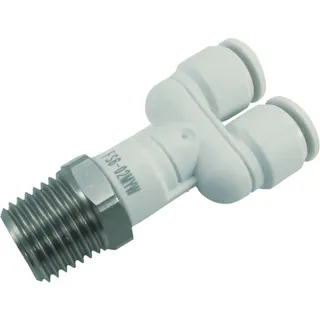 【CAINZ-DASH】千代田通商 ファイブSUSメイルブランチワイ 白 6mm・R1/4 FS6-02MYW【別送品】