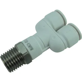 【CAINZ-DASH】千代田通商 ファイブSUSメイルブランチワイ 白 8mm・R1/4 FS8-02MYW【別送品】