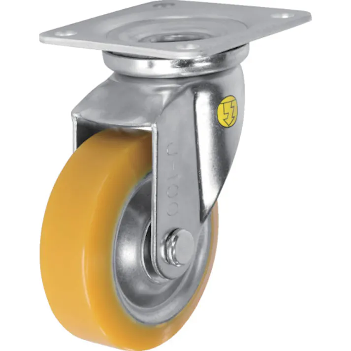 【CAINZ-DASH】シシクSISIKUアドクライス 静電気帯電防止キャスター ウレタン車輪 自在 100径 EUWJ-100【別送品】