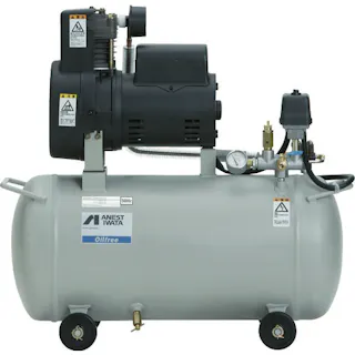 【CAINZ-DASH】アネスト岩田 レシプロコンプレッサー(オイルフリー) オイルフリーコンプレッサ 0.75KW 単相100V 50Hz OFP-07CBC5【別送品】