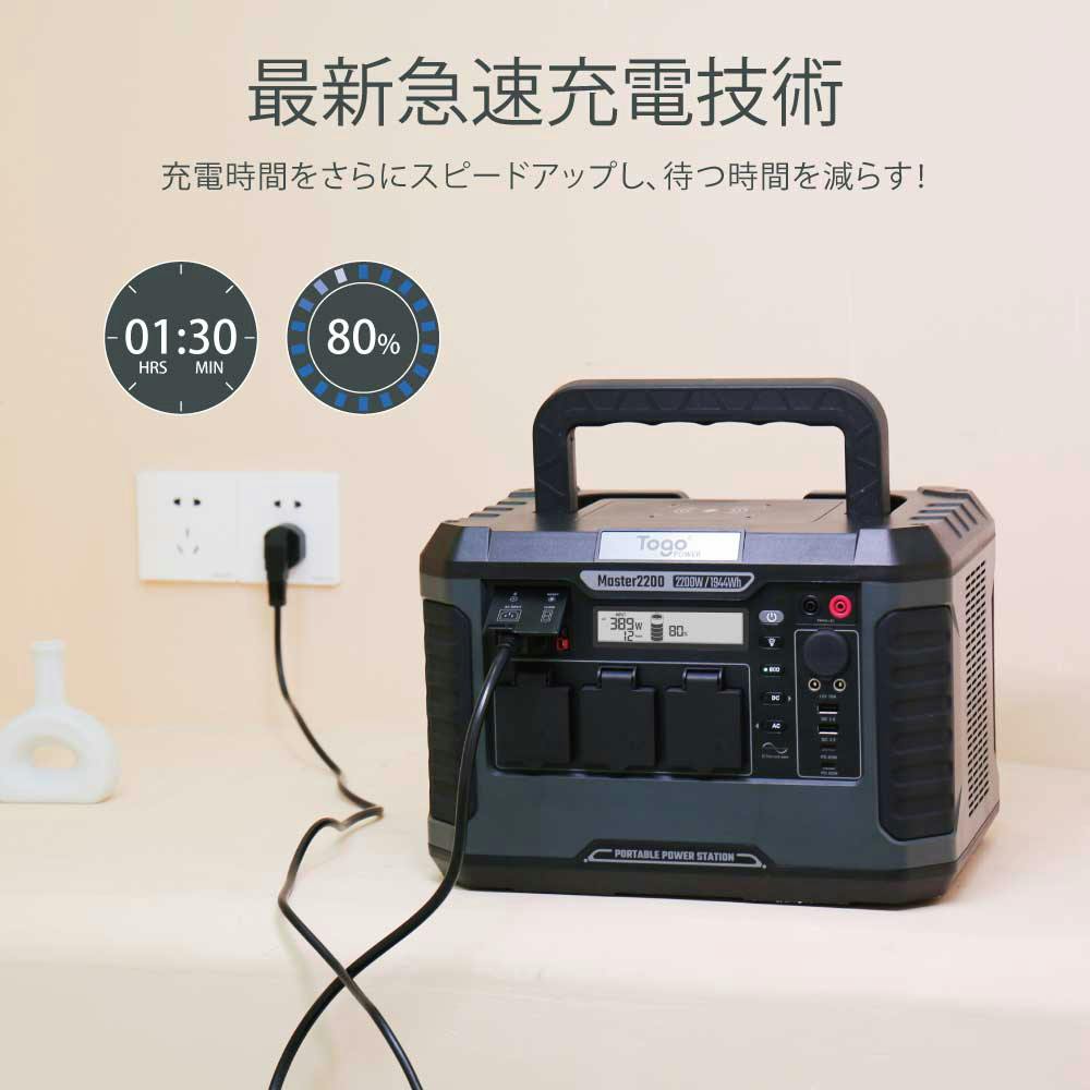 TogoPower ポータブル電源 1800W TPS1800 USB機能付き | 発電機