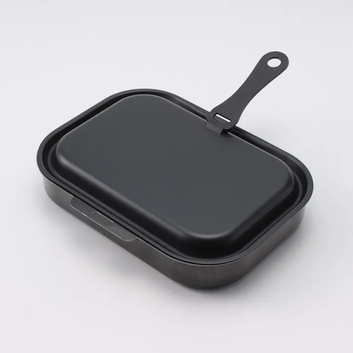 ラクッキング 鉄製 蓋付 角型グリルパン 25cm