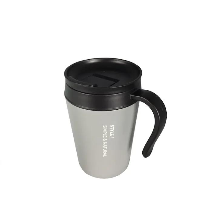 飲みやすい 真空フタ付マグカップ 400ml グレー